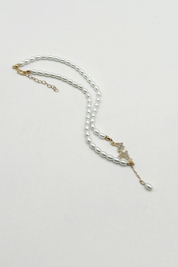 SVNX Butterfly Pearl Chain Necklace - Gift Boxed