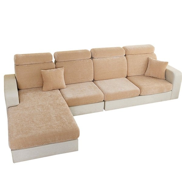 Anyhouz Anyseat Sofa Cover Coffee L-Shape Polyester Chenille Thick Stretchable Cushion For Living Room Plus Size Extra Large