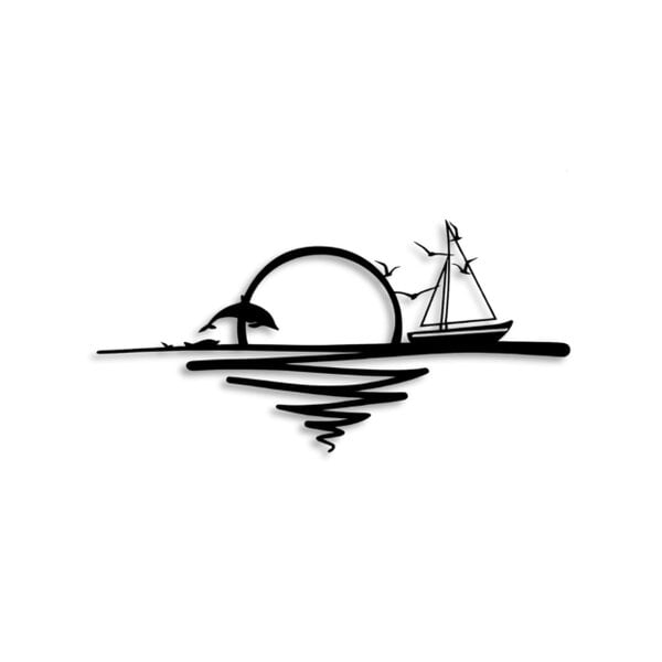 Decortie Sunrise and Sailing Boat Large Metal Wall Art 120x59cm Textured