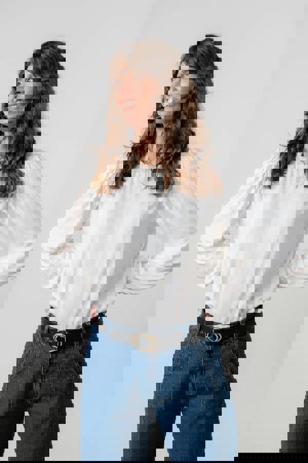 Rosewood Frill High Neck Top White | Lily and Me Clothing