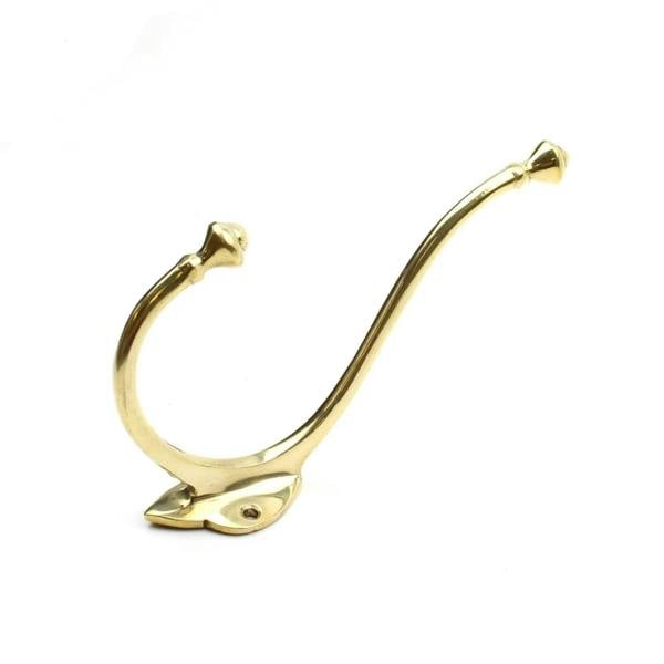Solid Brass Double Inglemire Coat Hook - 140mm