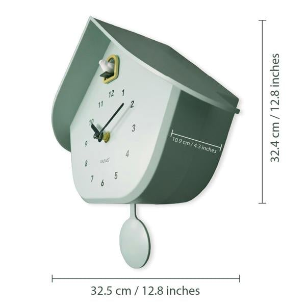 WALPLUS WC2164 - Walplus Minty Green Pastel Cuckoo Clock (32.5cm / 12.8 inch)