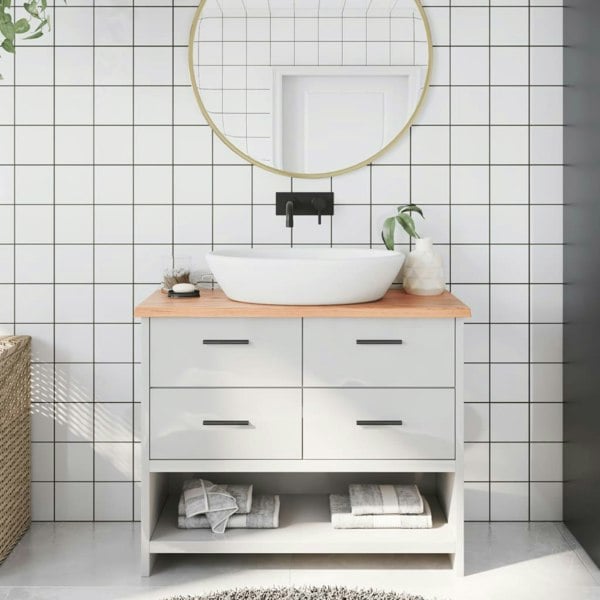 Berkfield Bathroom Countertop Light Brown 100x30x2 cm Treated Solid Wood