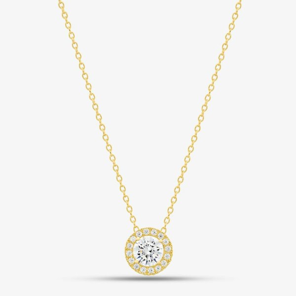 T. H. Baker 9ct Yellow Gold Adjustable 7.5cm Crystal Pendant Necklace 1.19.7304