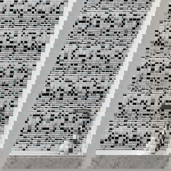 Classic Black and White Mosaic Glossy 3D Sticker Tile 30.5 x 15.4cm (12 x 6 in) - 12pcs in a pack