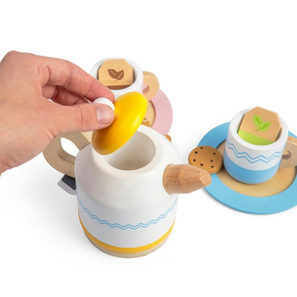 Bigjigs Toys Wooden Tea Set For Two Set - Includes A Kettle, Teacups And More