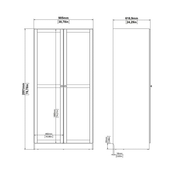 Furniture To Go Brande Wardrobe with 2 Frame Doors in Cashmere