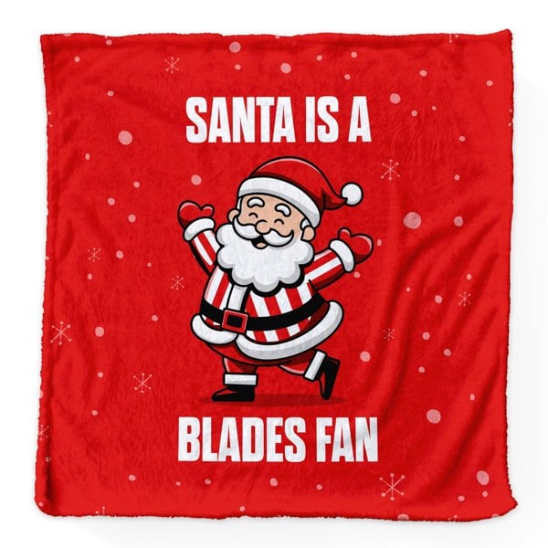 BritishmadeGifts Santa is a Blades Football Fan - Luxury Fleece Blanket 150cm X 150cm