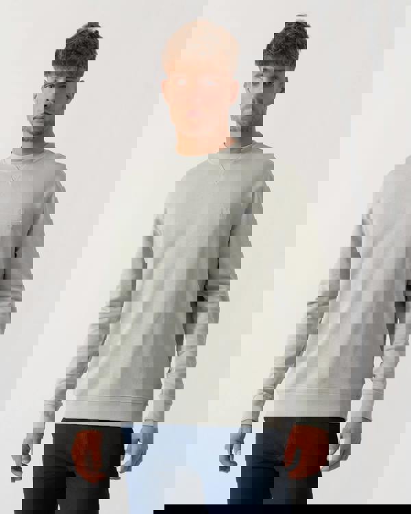 BOSS Orange Westart Mens Crew Neck Sweatshirt With Logo Patch - Silver 043