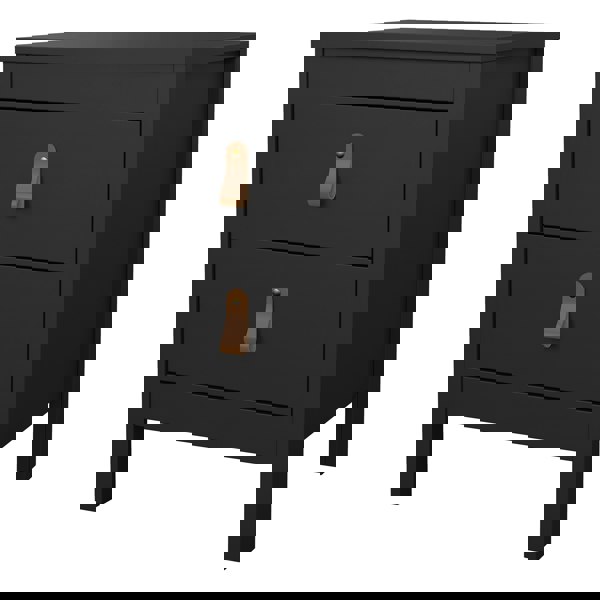 Furniture To Go Barcelona Bedside Table 2 drawers in Matt Black