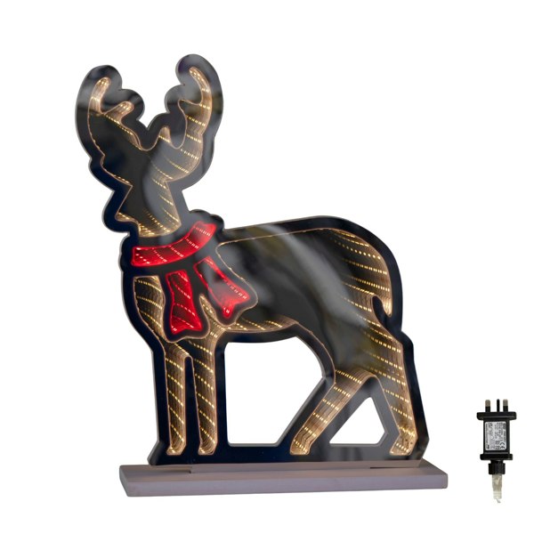 Samuel Alexander 40cm Light up Reindeer Christmas Infinity Light with Red and Warm White LEDs