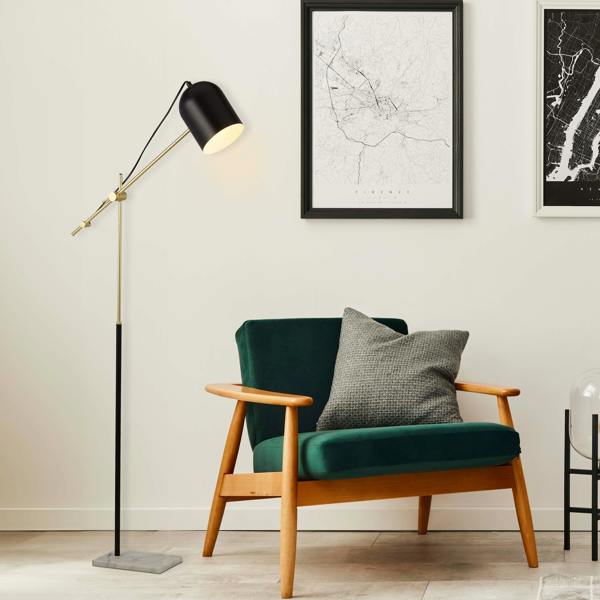 BLACK, GOLD AND MARBLE TASK FLOOR LAMP