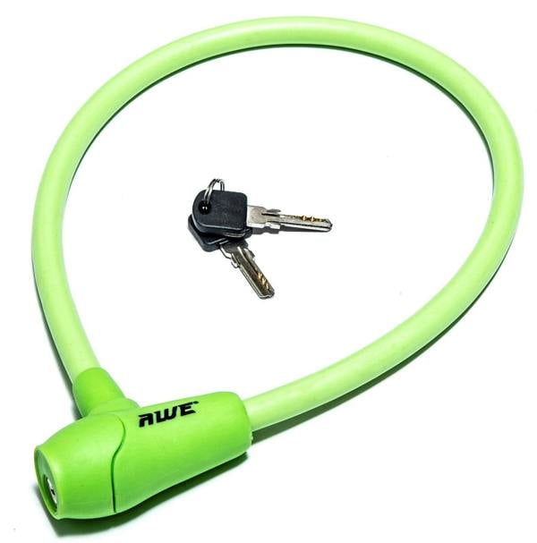 Awe Silicone 600mm x 12mm Bike/Bicycle Hardened Steel Automatic Cable Lock with Keys