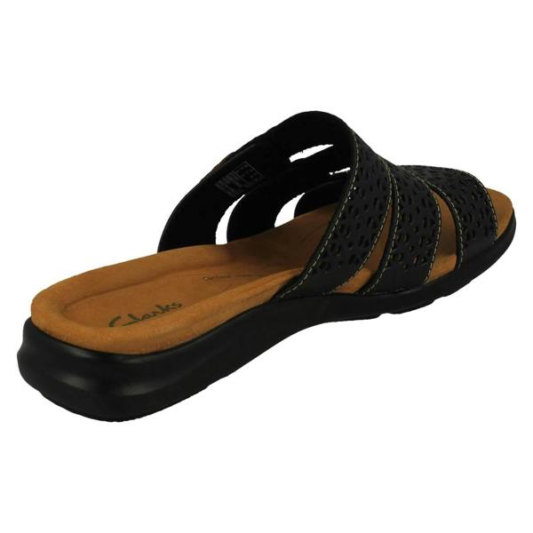 Clarks Ladies Clarks Laser Detailed Adjustable Strap Mule Sandals Kitly Walk