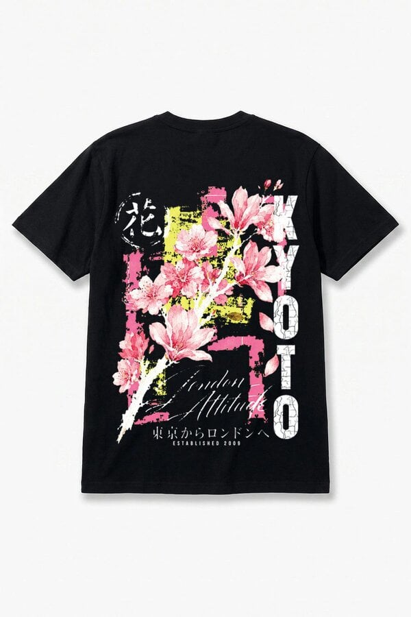 London Attitude Japanese Blossom Oversized Heavyweight T-Shirt