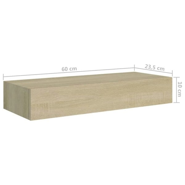 Berkfield Wall-mounted Drawer Shelves 2 pcs Oak 60x23.5x10cm MDF