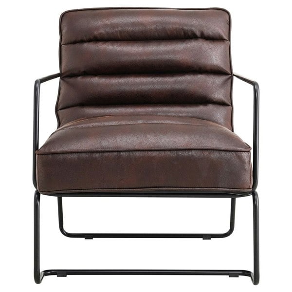 Retro Style PU leather Upholstered Armchair Metal Base Lounge Chair Lounge Chairs Living and Home
