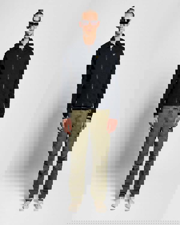 Lyle & Scott Enzyme Wash Mens Zip Overshirt - Z271 Dark Navy | CHO | Designer Mens Overshirts