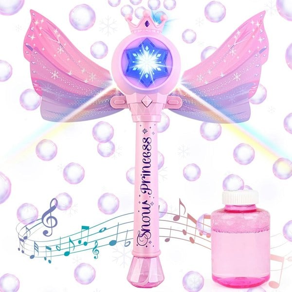 deAO Toys Bubble Machine for Kids Princess Bubble Wand Blower with Musical & Light Up