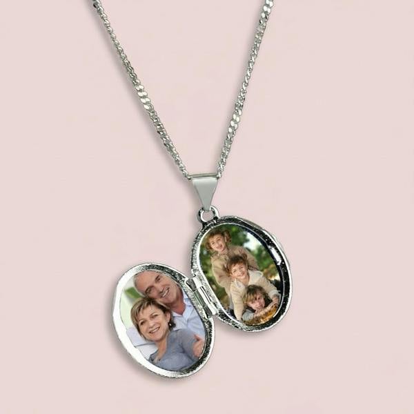 Personalised Sterling Silver Oval Locket Necklace - alternative angle