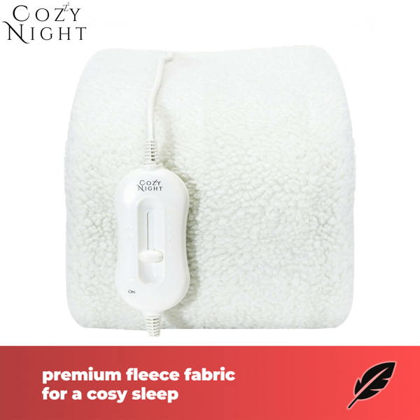 Cozy Night Single Size Electric Blanket Heated with 3 Heat Settings - Quick Fit Underblanket - Fleece Material Machine Washable
