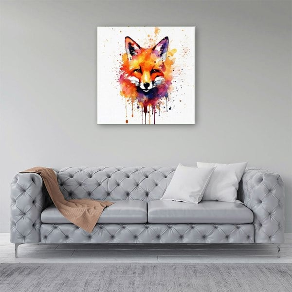 Warren Reed Watercolour Splashart Fox Face Canvas