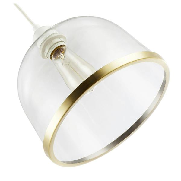Modern Clear Glass Bowl Pendant Light Shade with Antique Brass Rim Image 4
