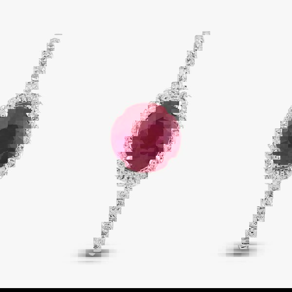 T. H. Baker 18ct White Gold Brilliant Cut Ruby & Diamond Shoulder Set Halo Ring R39073GW18RB