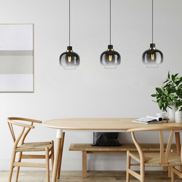 EGLO Oilella Linear Glass Pendant Light Black And Grey