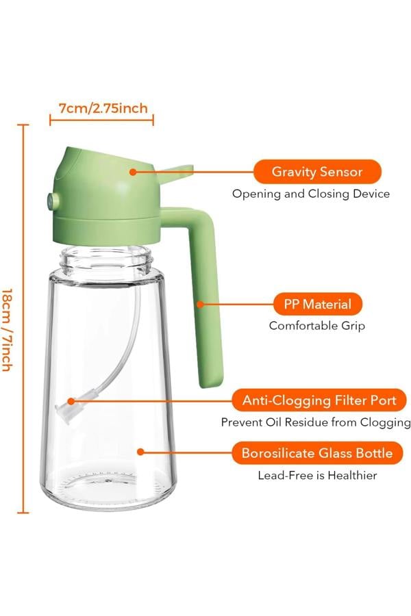 Dyzi Olive Oil Sprayer And Pourer 470ml Plastic Kitchen Bottle