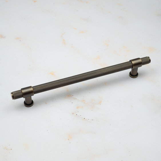 Handle & Home Antique Brass Knurled Handles with Clasp Detailing
