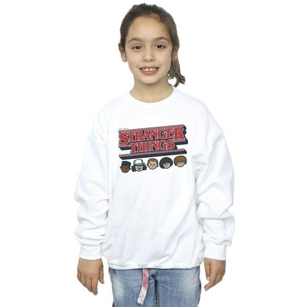 Netflix Girls Stranger Things Caricature Logo Sweatshirt - White