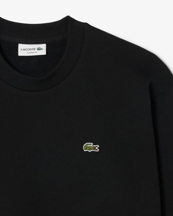 Lacoste Fleece Mens Classic Fit Sweater - Black 031 | CHO | Designer Mens Crew Neck Sweatshirts