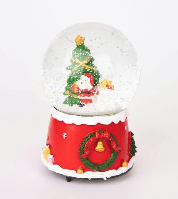 15cm Musical Christmas Snow Globe with Santa Tree Scene and Resin Base Festive Decoration image 7