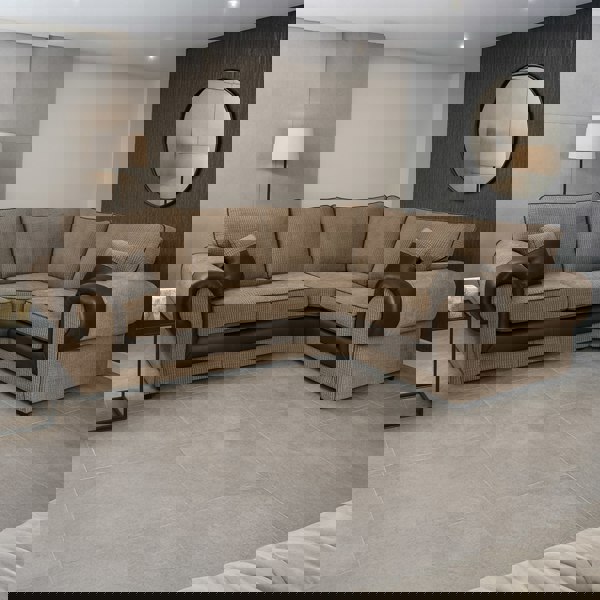 Furnishings For Less Portland Mixed Fabric Cord 4 Seater Corner Sofa