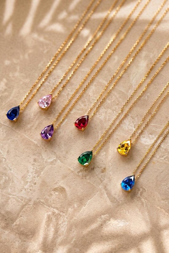 Latelita Adele Teardrop Necklace Gold Sapphire