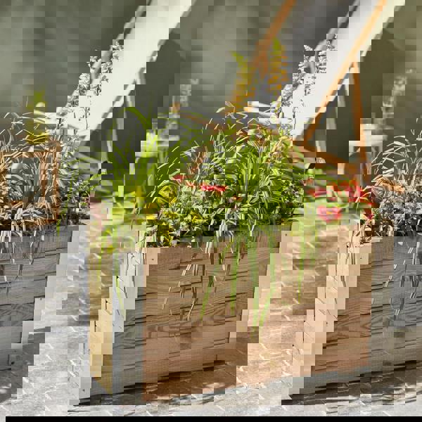 Cerland Bambou Garden Planter 80cm x 30cm 72L Modern Garden Wooden Trough