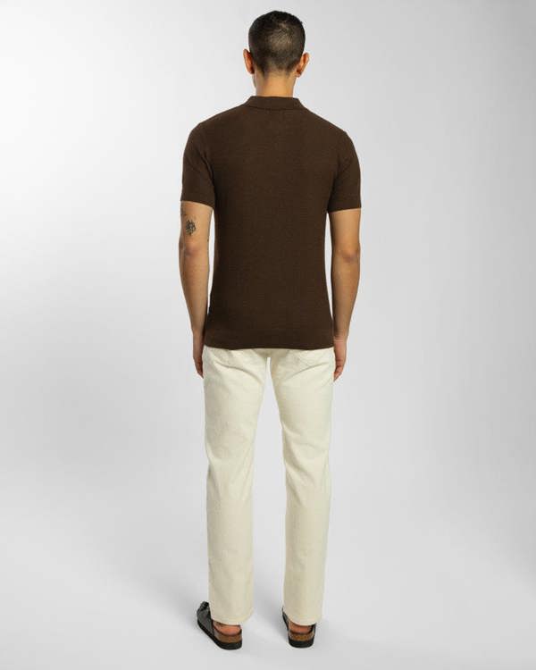 Steel & Jelly Waffle Textured Knitted Polo Shirt