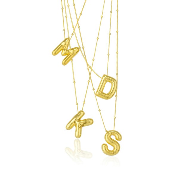 Spero London Initial Balloon Bubble Letter Sphere Necklace Sterling Silver Gold Vermeil