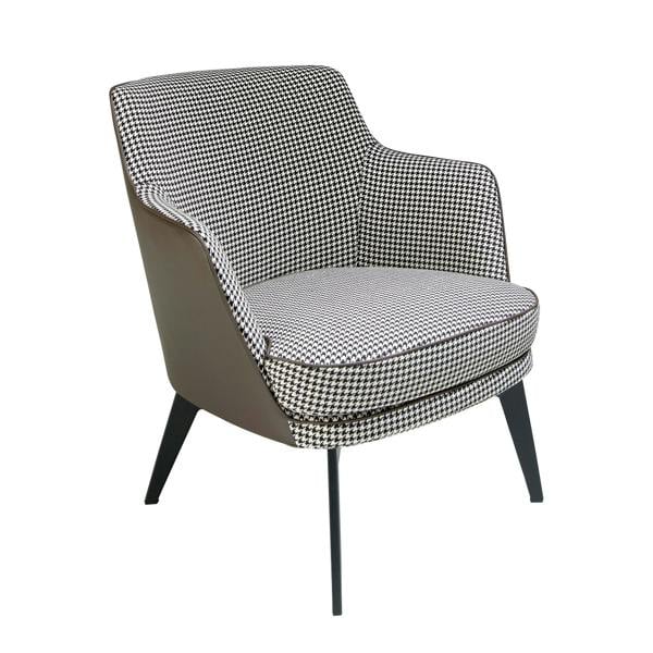 Angel Cerdá Black and White Fabric and Chocolate Brown Leatherette Armchair 5011