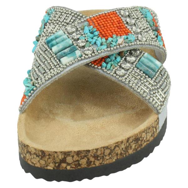 Spot On Ladies Spot On Beaded Mules F00347