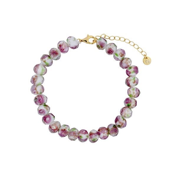Gold Trip Summer Rose Glass Beaded Bracelet