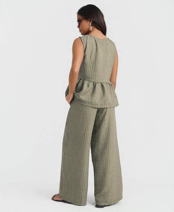 Khaki Stripe co ord back
