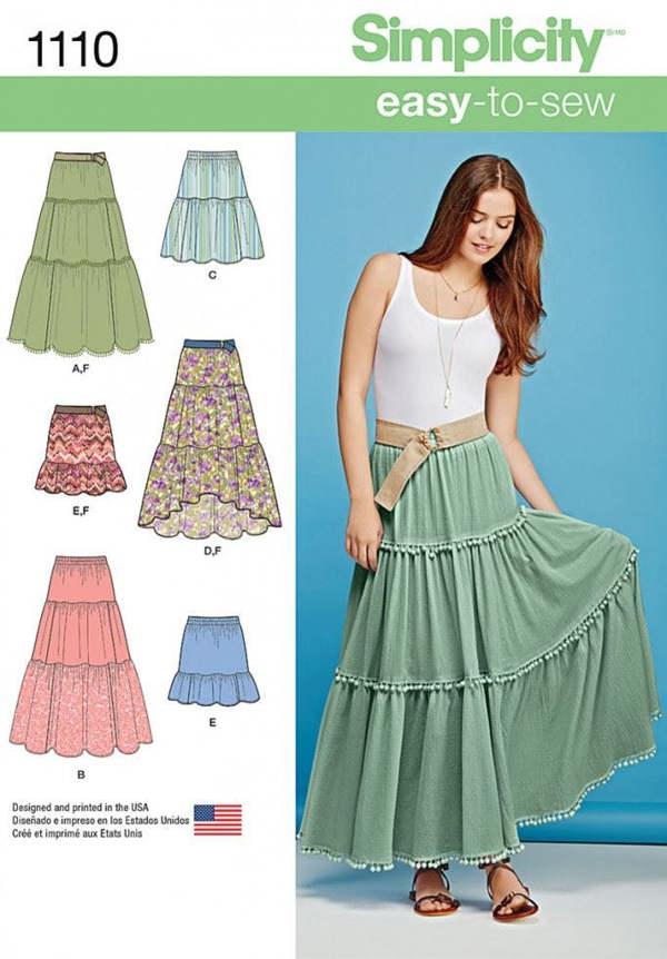 Simplicity Sewing Pattern 1110, Skirts for Women, A (XXS-XS-S-M-L-XL-XXL) - Easy