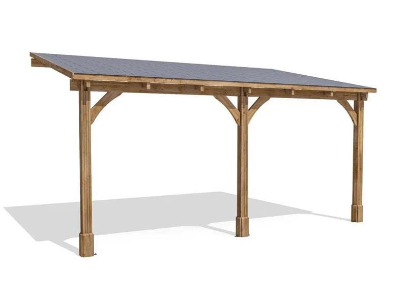 Dunster House Lean To Wooden Gazebo Canopy Kit 5m x 3m Patio Garden Shelter with Roof Shingles Leviathan