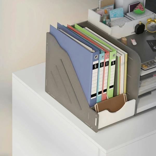 White filing cabinet drawer with hanging folders and file divider