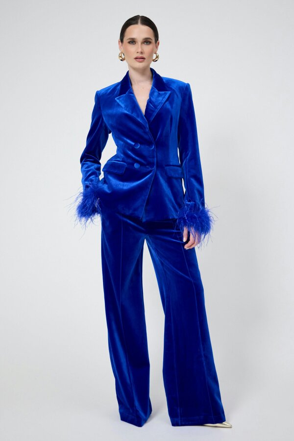 LuvForever Fashion Sapphire - Blue Velvet 3-Piece Blazer Suit