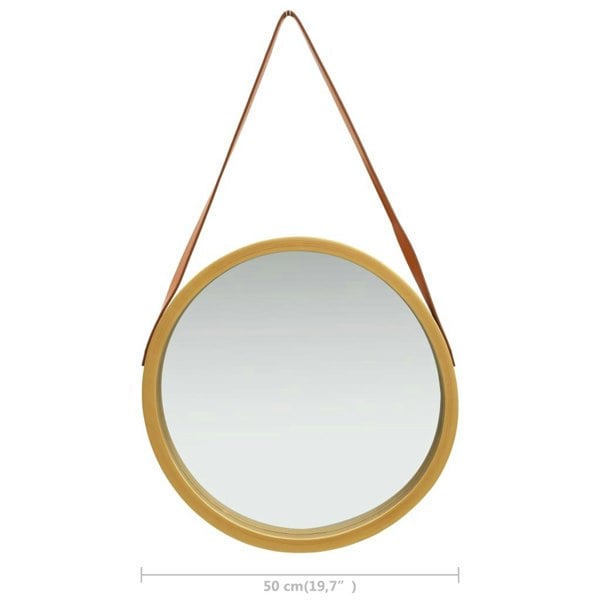 Berkfield Wall Mirror with Strap 50 cm Gold