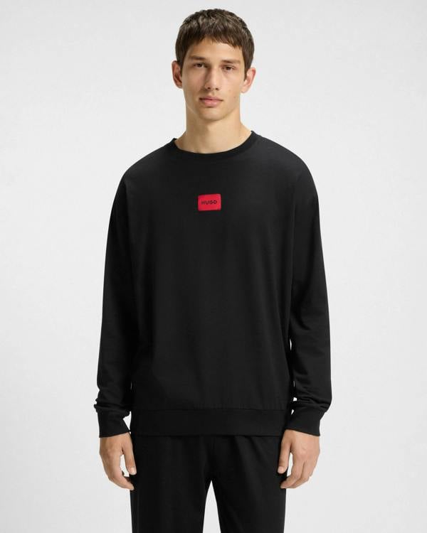 HUGO GALAXY Mens Gift - boxed Long pyjama set in stretch cotton with logos - Black 001 | CHO | Designer Mens,Pyjamas Loungewear & Robes,Pyjamas