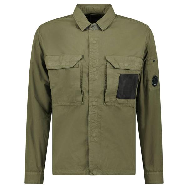 CP Company Organic Gabardine Lens Overshirt Khaki - chancefashionco